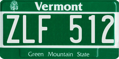 VT license plate ZLF512