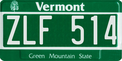 VT license plate ZLF514