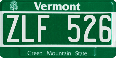 VT license plate ZLF526
