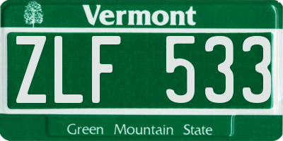 VT license plate ZLF533