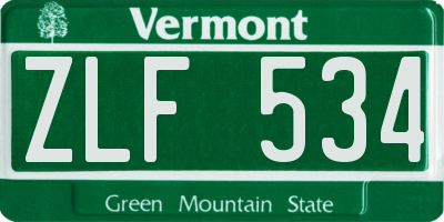 VT license plate ZLF534