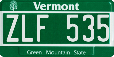 VT license plate ZLF535
