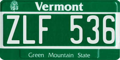 VT license plate ZLF536