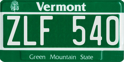 VT license plate ZLF540