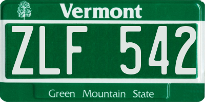 VT license plate ZLF542
