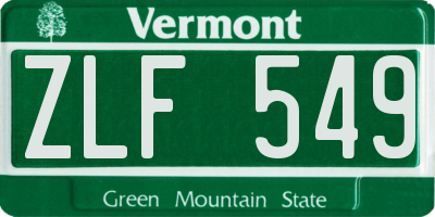 VT license plate ZLF549