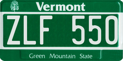 VT license plate ZLF550