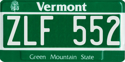 VT license plate ZLF552