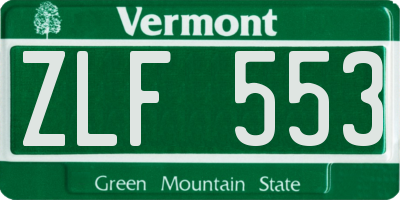 VT license plate ZLF553
