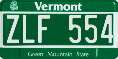 VT license plate ZLF554