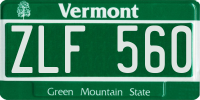 VT license plate ZLF560