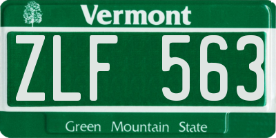 VT license plate ZLF563