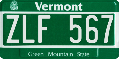VT license plate ZLF567