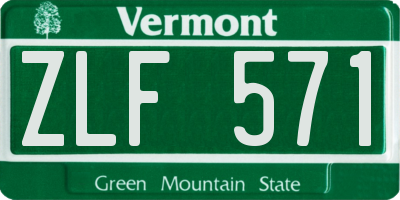 VT license plate ZLF571