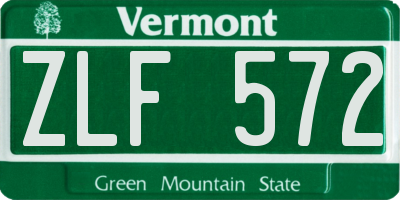 VT license plate ZLF572