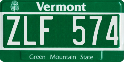 VT license plate ZLF574