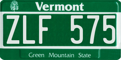 VT license plate ZLF575