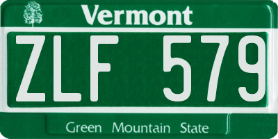 VT license plate ZLF579