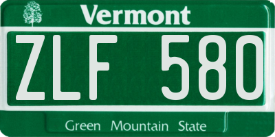 VT license plate ZLF580