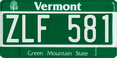 VT license plate ZLF581