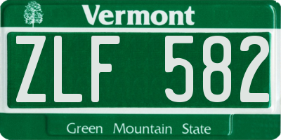 VT license plate ZLF582