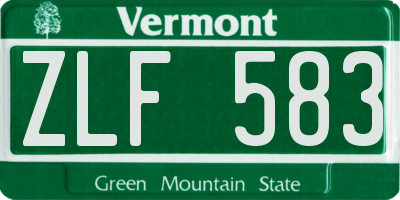 VT license plate ZLF583