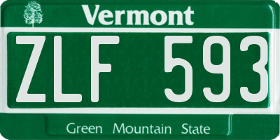 VT license plate ZLF593