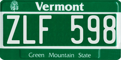 VT license plate ZLF598