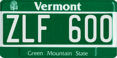 VT license plate ZLF600