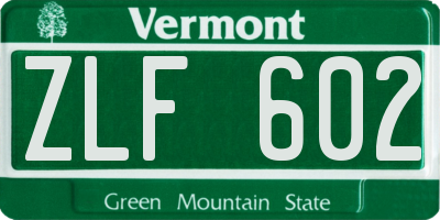 VT license plate ZLF602
