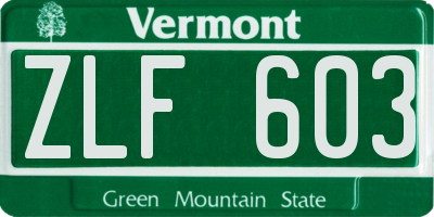 VT license plate ZLF603