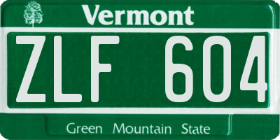 VT license plate ZLF604