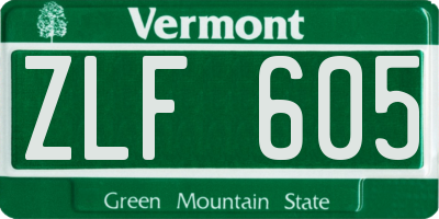 VT license plate ZLF605