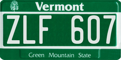 VT license plate ZLF607