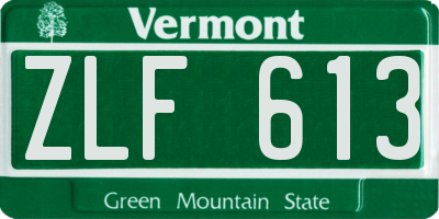 VT license plate ZLF613
