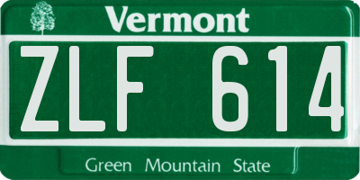 VT license plate ZLF614