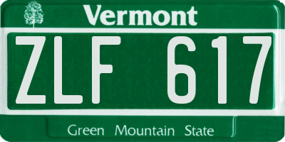 VT license plate ZLF617