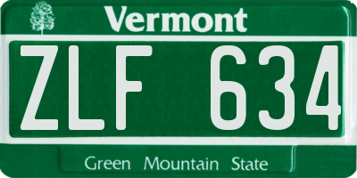 VT license plate ZLF634