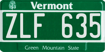 VT license plate ZLF635