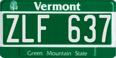 VT license plate ZLF637