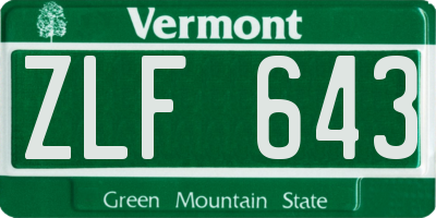 VT license plate ZLF643