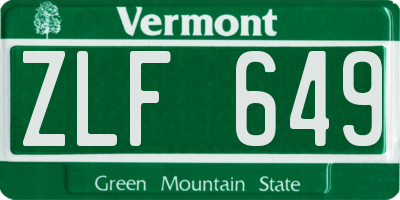 VT license plate ZLF649