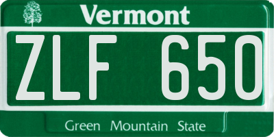 VT license plate ZLF650