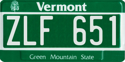 VT license plate ZLF651