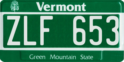 VT license plate ZLF653
