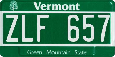 VT license plate ZLF657