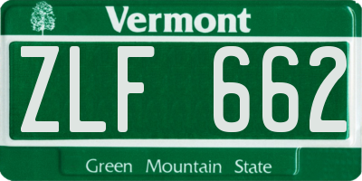 VT license plate ZLF662