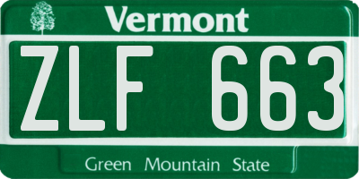 VT license plate ZLF663