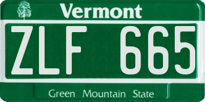 VT license plate ZLF665