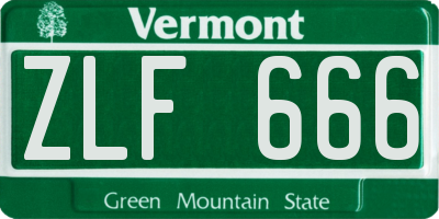 VT license plate ZLF666